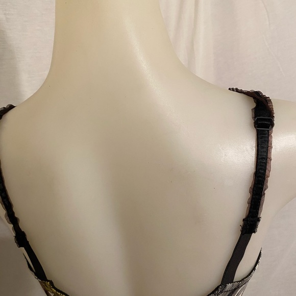 Vintage Enhance-Bra Black Floral Print Size 36-37B - Picture 2 of 4